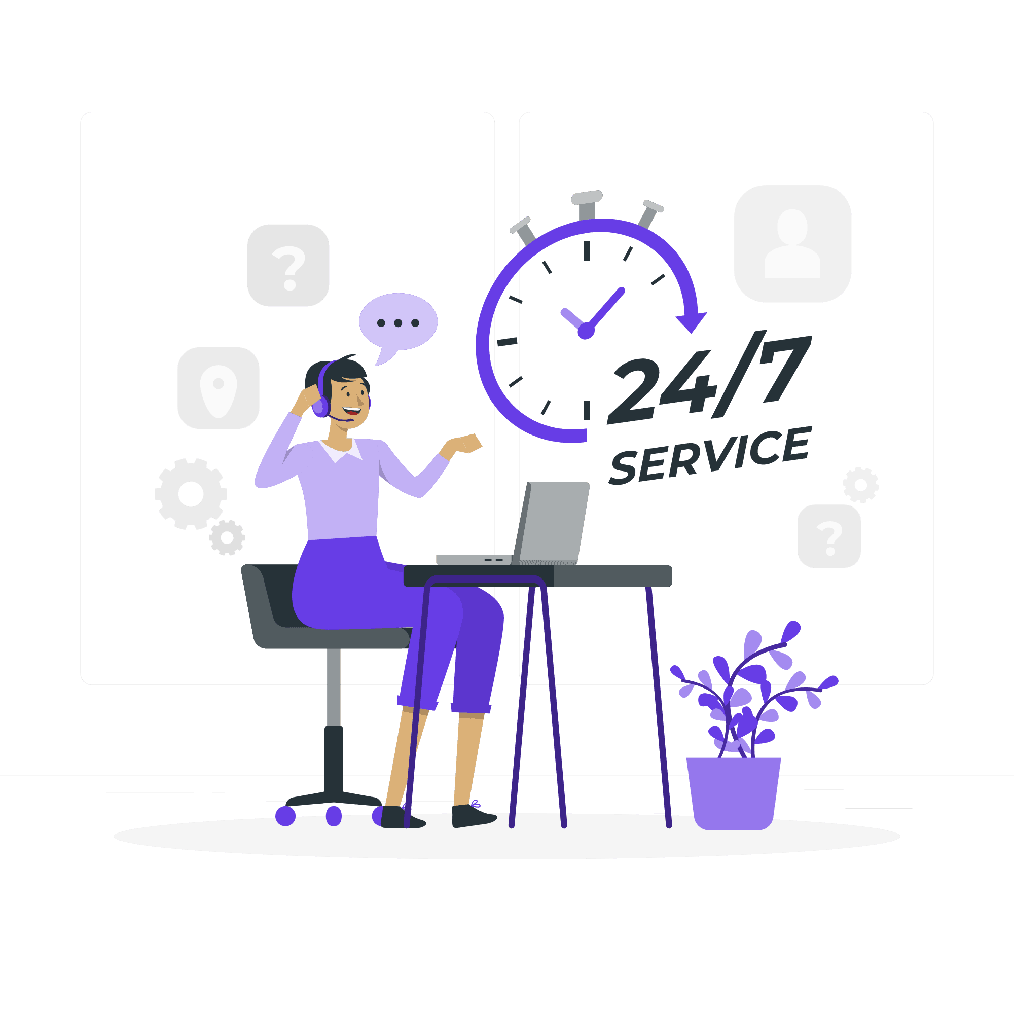 Brozz 24/7 support hero illustration